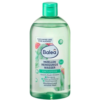 Мицеллярная вода с экстрактом опунции 3 в 1 Balea Micellar Cleansing Water 3in1 Prickly Pear для лица, глаз и губ, 400 мл очистки, тонизация и увлажнение