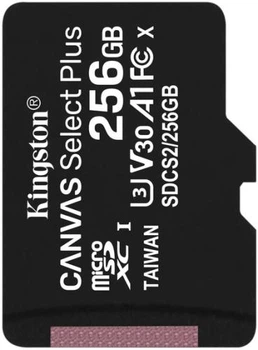 Карта пам'яті microSDXC, 256Gb, Kingston Canvas Select Plus, Class10 UHS-I U3 V30 A1, без адаптера, до 100/85 МБ/с (SDCS2/256GBSP)