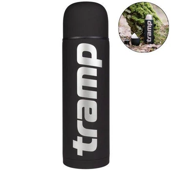 Термос питьевой Tramp Soft Touch. 1,2л. 31х9х9см. Черный. Термос для напитков UTRC-110.