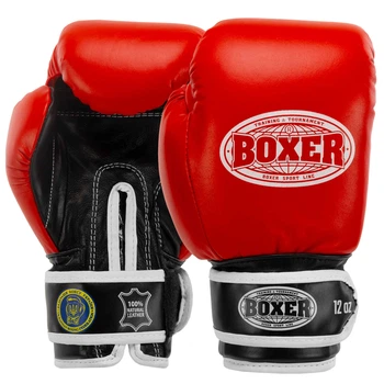 Рукавички боксерські професійні з печаткою ФБУ розмір 12 унції BOXER Profi червоний-чорний BO-2001