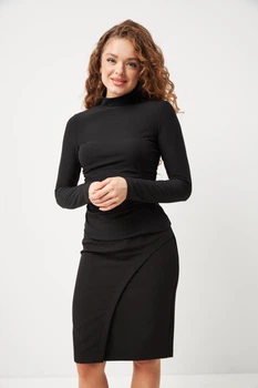 Спідниця міді з імітацією запаху Wear me XL Чорний (20_25_WM004_12823)