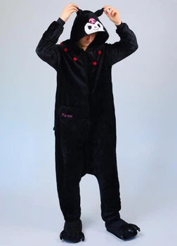 Пижама кигуруми Kuromi детская для мальчиков и подростков на молнии Kigurumi Куроми чёрный M 155-165 см. (1135/3)