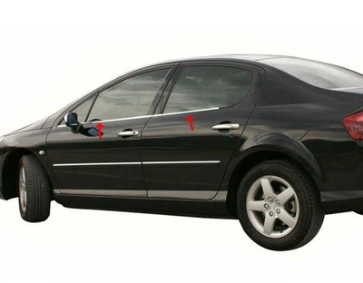Нержавеющая окантовка стекол OmsaLine для Peugeot 407 (4 шт)