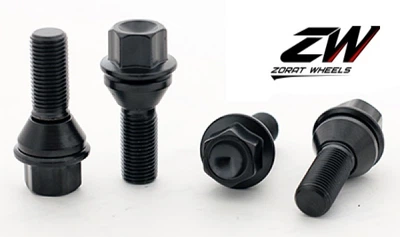 Болты колесные M14x1,25x28; Конус, Черный мат, ключ 19, Zorat bk157 - шт. (BMW)