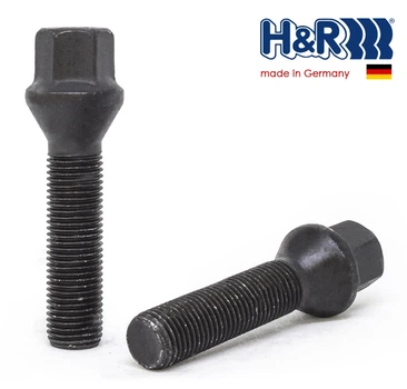 Болты колесные M14x1,5x50; Конус, Черный мат, ключ 17, H&R bk267 - шт.