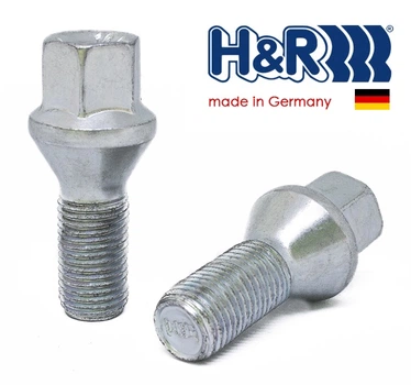 Болты колесные M14x1,5x27; Конус, Цинк, ключ 17, H&R bk308 - шт. (Alfa Romeo, BMW, Fiat, Citroen, Saab, Peugeot, Renault, Volvo)