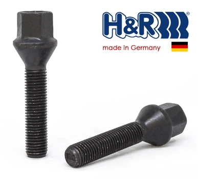 Болты колесные M12x1,5x50; Конус, Черный мат, ключ 17, H&R bk271 - шт.