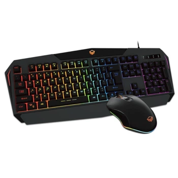 Игровой комплект 2в1 проводная клавиатура + мышка MEETION C510 с RGB-подсветкой Черный 59552