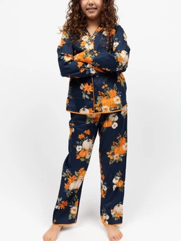 Піжама дитяча для дівчинки Cyberjammies Auburn 7213PUM тонка м’яка бавовна модал комфортна преміум бренд 12-13 лет /158 см Синій з гарбузовим принтом (5051877619203)