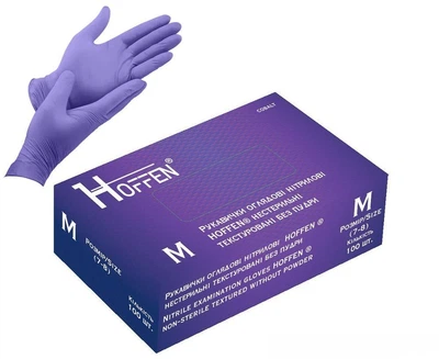 Перчатки нитриловые M Hoffen 3.5г нестерильные текстурированные 50пар/уп HFN-17302M
