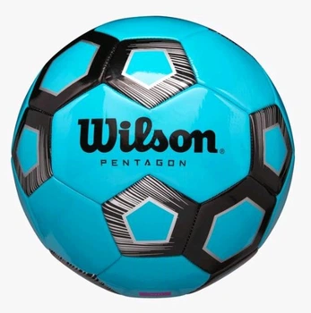 Футбольний м'яч для тренувань Wilson, синтетична шкіра, розмір 5, біло-синій