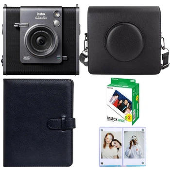 Набір Фотокамера миттєвого друку + Принтер 2-в-1 Fujifilm INSTAX Wide EVO Black (2-in-1 Instant Film Camera and Printer) / Картриджі на 20 фото / Синя магнітна фоторамка / Чорний чохол /Чорний фотоальбом на 80 фото