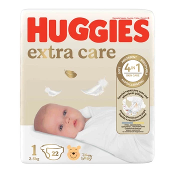 Підгузки Huggies Extra Care 1 (2-5 кг), 22 шт.