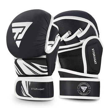 Перчатки для MMA спаринговые (крабы) ZTTY для смешанных единоборств (черный/белый, L 70-100 кг )