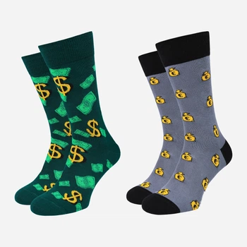 Набор мужских носков высоких хлопковых VividSocks Євро/Доллар 0001H 40-45 2 пары. Зеленый/Серый (4820216200001)