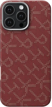 Чохол для смартфона Pitaka Tactile Woven Case Monogram для Apple iPhone 16 Pro Red/Gold (KI1602PTK)