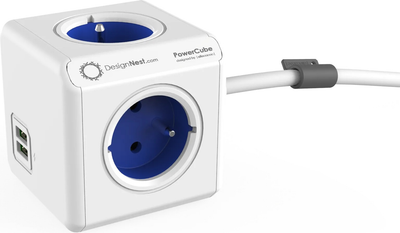 Мережевий розгалужувач Allocacoc PowerCube Extended 2x USB, 4x type E (FR) 1.5 м Blue (2402BL/FREUPC)
