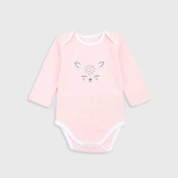 Дитяче тепле боді з довгим рукавом для дівчинки Flamingo 80 см, пудра