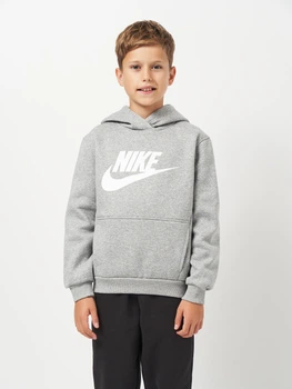 Підліткове тепле худі на флісі для хлопчика Nike FD2988-063 L 146-156 см Dark Grey Heather/White (196606977683)
