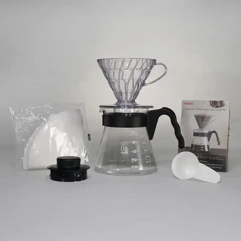 Подарунковий набір Hario Craft для кави: пуровер Hario V60 02 пластик + Графин Hario, Мірна ложка, Фільтри