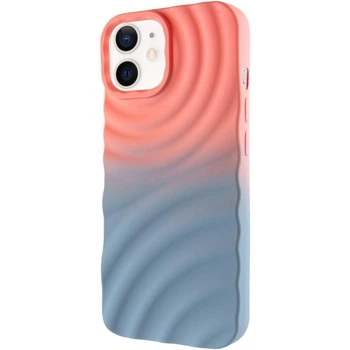 Чохол на Apple iPhone 12 Pro / 12 / для айфон 12 про, айфон 12 ТПУ хвилястий Peach / Sky
