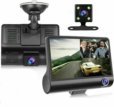 Автомобильный регистратор 1080P FHD ЖК-экран 3 камера заднего вида обзор 170