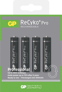 Акумулятор GP ReCyko Pro AAA (HR6) 1.2V 800 mAh 4 шт (GP85AAAHCBE-2GBE4)