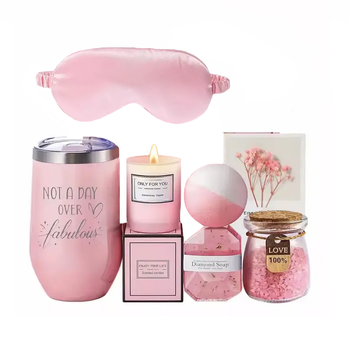 Подарочный Spa Box Lesko 0222 Pink из 7 предметов термостакан мыло бомбочка соль для ванны свеча открытка