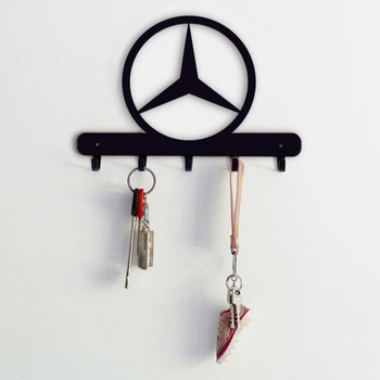 Вешалка для одежды и аксессуаров Лого авто Mercedes, 5 крючков, ширина основания для крючков 25см