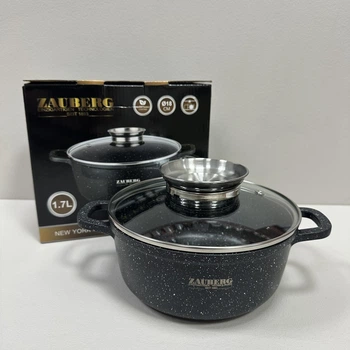 Каструля алюмінієва з мармуровим покриттям 1,7 л Zauberg ZB-0318-BL