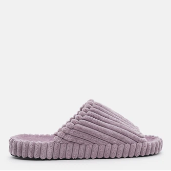 Жіночі домашні капці утеплені хутряні з відкритим носком FX shoes Лотос 7404 39 25 см Бузкові (2820000022639)