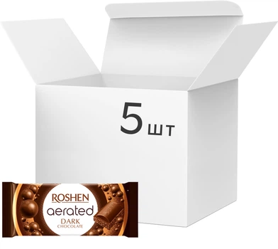 Упаковка пористого шоколаду Roshen Экстрачерный 80 г х 5 шт (4823077626203)