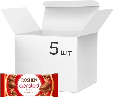 Упаковка молочного шоколада Roshen Пористый 80 г х 5 шт (4823077626227)