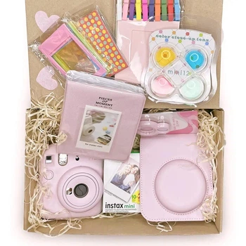 Подарочный набор камера Fujifilm Instax Mini 12, Фотобумага 20 шт, Чехол, Фотоальбом на 64 фото, Дополнительные аксессуары (фоторамки, линзы) Розовый