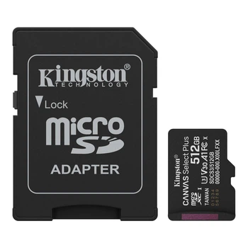 Карта памяти с SD-адаптером Kingston Canvas Select Plus microSDXC 512GB UHS I Class 10 V10 (SDCS3/512GB)