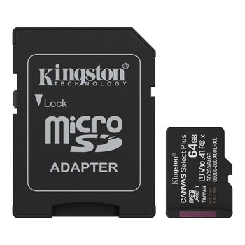 Карта памяти microSDXC Kingston Canvas Select Plus 64 ГБ с SD-адаптером UHS-I Class 10 V10 (SDCS3/64GB)