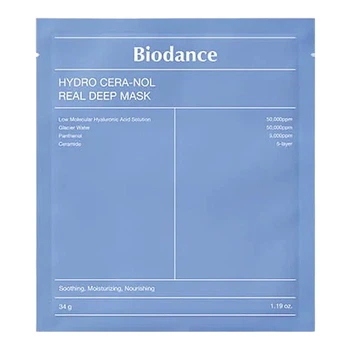 Маска гидрогелевая ночная с керамидами и пантенолом Hydro Cera-Nol Real Deep Sheet Mask Biodance 1 шт 8809937360629
