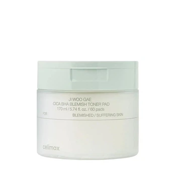 Пады успокаивающие Celimax Ji Woo Gae Cica BHA Blemish Toner Pad 60 шт