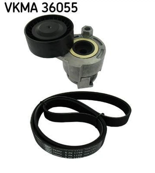 Комплект ременя генератора поліклиновий ремінь+ролики SKF VKMA 36055