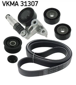 Комплект ременя генератора поліклиновий ремінь+ролики SKF VKMA 31307
