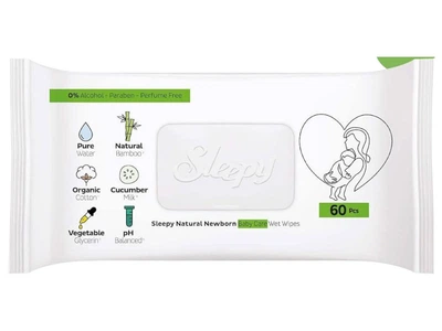 Влажные детские салфетки Sleepy Natural, 60 шт