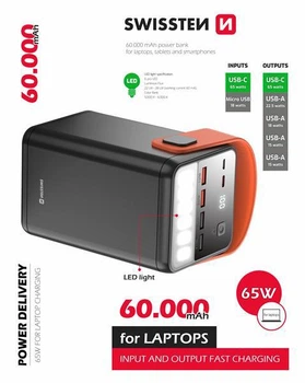 Зовнішній акумулятор Повербанк/Powerbank Swissten SWS22013943 60000 маг