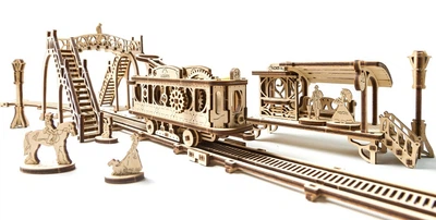 Механічний 3D пазл UGEARS Трамвайна лінія 284 деталі (70023) (4820184120570)