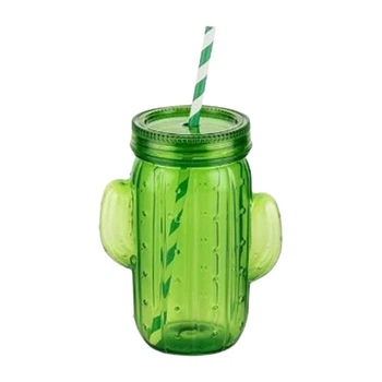 Стакан с трубочкой Elif Plastik AK 715 Cactus 450 мл