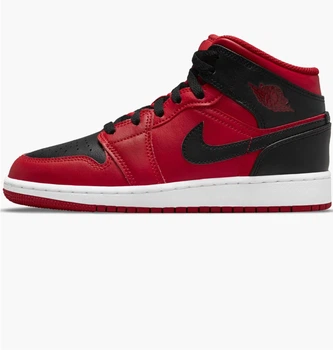 Кроссовки женские Jordan 1 Mid Gs Reverse Bred 2021 'Black Gym Red' 36.5 Красный 554725-660