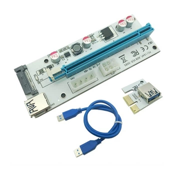 Райзер BitMiner PCI-E 16x to 1x 4pin PCIe & SATA with USB 3.0 Blue v 008S