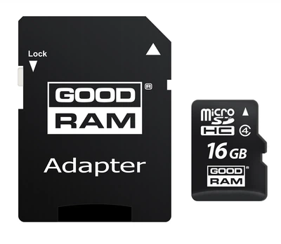 Карта памяти MicroSDHC 16GB Class 4 GOODRAM + SD adapter (M40A-0160R11)