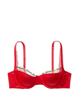 Бюстгальтер Smooth Logo Embroidery Lightly Lined Balconette Bra Lipstick Червоний 36DD