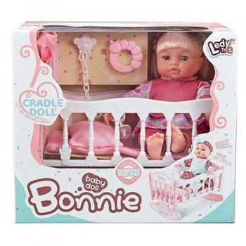 Кукла пупс Ledy Toys LD 69001 H Мягкотелая в кроватке Умеет говорить, смеяться, плакать