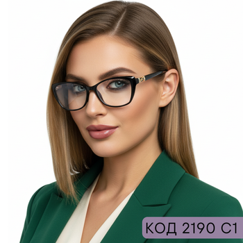 Женские очки с прочной пластиковой оправой для чтения плюс и минус. Код 2190 черный +1.5